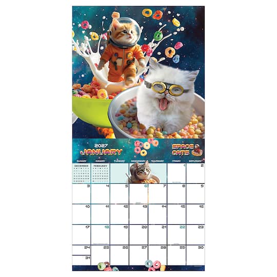 2027 Space Cats Wall Calendar